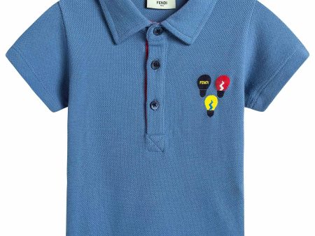 Baby Boys Blue Embroidered Lightbulb Polo Shirt Cheap