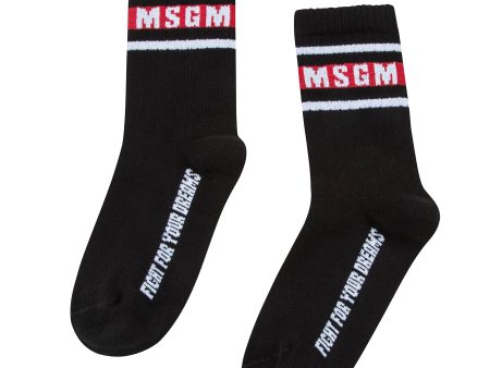 Boys & Girls Black Logo Cotton Socks on Sale