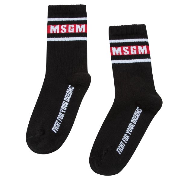 Boys & Girls Black Logo Cotton Socks on Sale