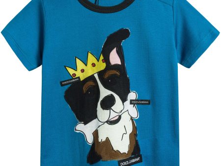 Baby Boys Blue  Dog  Cotton T-shirt Discount