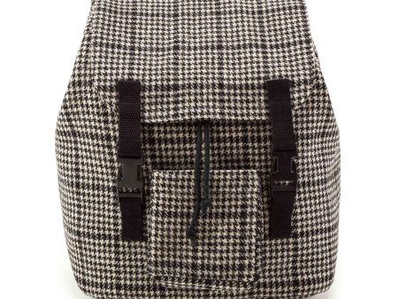 Black Check Wool Backpack Fashion