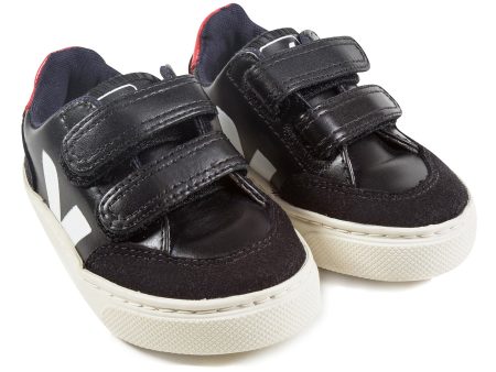 Baby  Boys  Black   Leather Velcro   With  White   V  Shoes on Sale