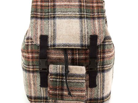 Beige Check Wool Backpack Fashion