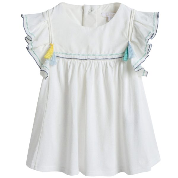 Baby Girls White Jersey Top Supply