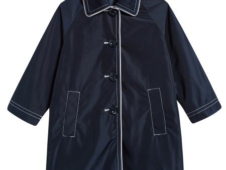 Girls Navy Blue Polyester & Cotton Jacket Sale