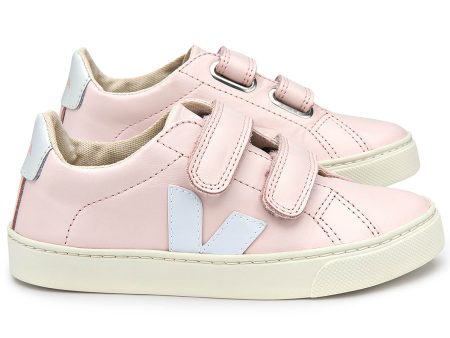 Baby  Girls  Pink   Leather Velcro   With  White   V  Shoes For Sale