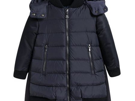 Girls Navy Blue  Blois  Down Padded Coat For Cheap